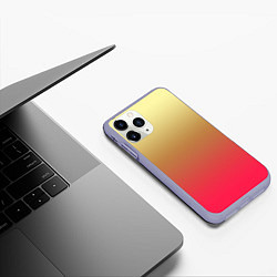 Чехол iPhone 11 Pro матовый Красно-желтый градиент, цвет: 3D-светло-сиреневый — фото 2