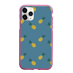 Чехол iPhone 11 Pro матовый Pineapplы, цвет: 3D-малиновый