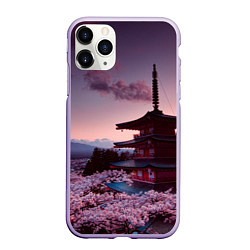 Чехол iPhone 11 Pro матовый Цветение сакуры в Японии, цвет: 3D-светло-сиреневый