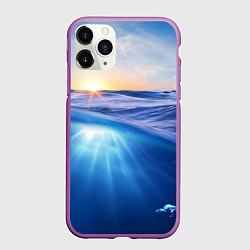 Чехол iPhone 11 Pro матовый Грань между небом и водой, цвет: 3D-фиолетовый