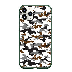 Чехол iPhone 11 Pro матовый Камуфляж Чёрно-Белый Camouflage Black-White