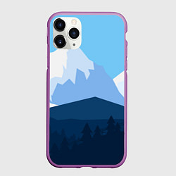 Чехол iPhone 11 Pro матовый Горы, лес, канатная дорога, цвет: 3D-фиолетовый