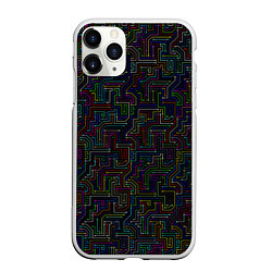 Чехол iPhone 11 Pro матовый Схема Circuit, цвет: 3D-белый