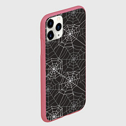 Чехол iPhone 11 Pro матовый Паутинка паттерн, цвет: 3D-малиновый — фото 2