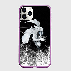 Чехол iPhone 11 Pro матовый Белый Неон над лесом White Neon, цвет: 3D-фиолетовый