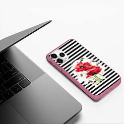 Чехол iPhone 11 Pro матовый Red poppies Акварельные цветы, цвет: 3D-малиновый — фото 2
