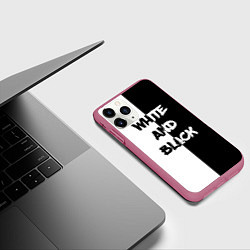 Чехол iPhone 11 Pro матовый White and Black Белое и Чёрное, цвет: 3D-малиновый — фото 2