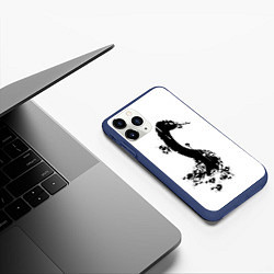 Чехол iPhone 11 Pro матовый Черный лебедь - силуэт кляксами, цвет: 3D-тёмно-синий — фото 2