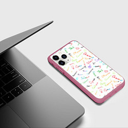 Чехол iPhone 11 Pro матовый Слова поддержки, цвет: 3D-малиновый — фото 2