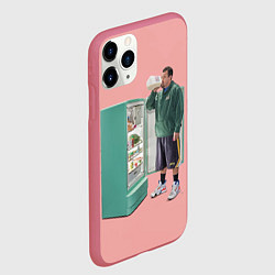 Чехол iPhone 11 Pro матовый Адам Сэндлер пьет молоко, цвет: 3D-малиновый — фото 2