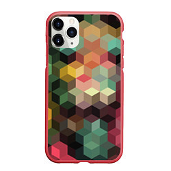 Чехол iPhone 11 Pro матовый Разноцветный геометрический узор 3D