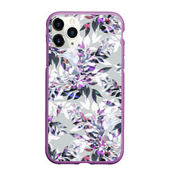 Чехол iPhone 11 Pro матовый Цветы Серый Букет, цвет: 3D-фиолетовый