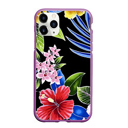 Чехол iPhone 11 Pro матовый Floral vanguard composition Летняя ночь Fashion tr, цвет: 3D-фиолетовый