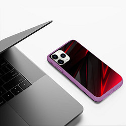 Чехол iPhone 11 Pro матовый Красно-черный фон, цвет: 3D-фиолетовый — фото 2