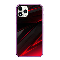 Чехол iPhone 11 Pro матовый Красно-черный фон, цвет: 3D-фиолетовый