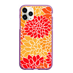 Чехол iPhone 11 Pro матовый Летний цветочный паттерн, цвет: 3D-фиолетовый