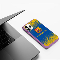 Чехол iPhone 11 Pro матовый Barcelona желтые брызги, цвет: 3D-фиолетовый — фото 2