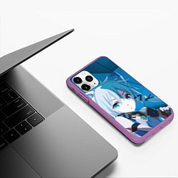 Чехол iPhone 11 Pro матовый Catgirl с синими ушками, цвет: 3D-фиолетовый — фото 2