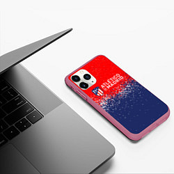 Чехол iPhone 11 Pro матовый Atletico madrid атлетико мадрид брызги красок, цвет: 3D-малиновый — фото 2