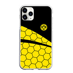 Чехол iPhone 11 Pro матовый Боруссия - borussia желтые соты, цвет: 3D-белый