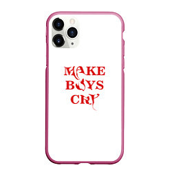 Чехол iPhone 11 Pro матовый Make boys cry дизайн с красным текстом, цвет: 3D-малиновый