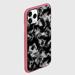 Чехол iPhone 11 Pro матовый Черно-белый абстрактный камуфляж, цвет: 3D-малиновый — фото 2