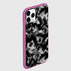 Чехол iPhone 11 Pro матовый Черно-белый абстрактный камуфляж, цвет: 3D-фиолетовый — фото 2