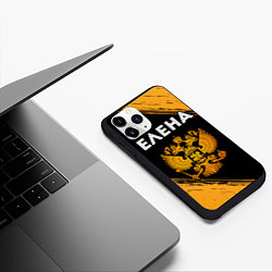 Чехол iPhone 11 Pro матовый Имя Елена и зологой герб РФ, цвет: 3D-черный — фото 2