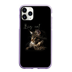 Чехол iPhone 11 Pro матовый Big cat Maine Coon, цвет: 3D-светло-сиреневый