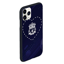 Чехол iPhone 11 Pro матовый Лого Liverpool в сердечке на фоне мячей, цвет: 3D-черный — фото 2