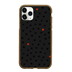 Чехол iPhone 11 Pro матовый Love Death and Robots black pattern, цвет: 3D-коричневый