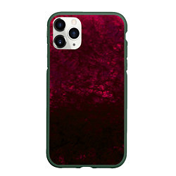 Чехол iPhone 11 Pro матовый Темно-красный абстрактный узор текстура камня, цвет: 3D-темно-зеленый