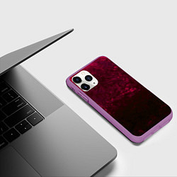 Чехол iPhone 11 Pro матовый Темно-красный абстрактный узор текстура камня, цвет: 3D-фиолетовый — фото 2