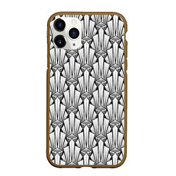 Чехол iPhone 11 Pro матовый Современный геометрический узор светлый фон, цвет: 3D-коричневый