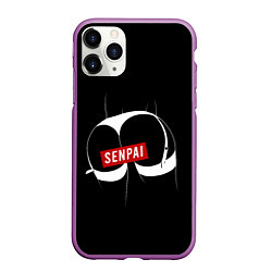 Чехол iPhone 11 Pro матовый Senpai ЧБ, цвет: 3D-фиолетовый