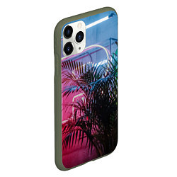 Чехол iPhone 11 Pro матовый Неоновые буквы и цветок - Розовый и голубой, цвет: 3D-темно-зеленый — фото 2