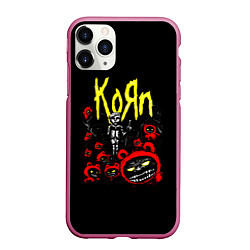 Чехол iPhone 11 Pro матовый KoЯn - Korn, цвет: 3D-малиновый