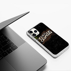 Чехол iPhone 11 Pro матовый Best barista graffiti, цвет: 3D-белый — фото 2