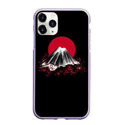 Чехол iPhone 11 Pro матовый Гора Фудзи Цветение сакуры, цвет: 3D-светло-сиреневый