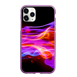 Чехол iPhone 11 Pro матовый Abstract colorful waves, цвет: 3D-фиолетовый