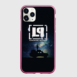Чехол iPhone 11 Pro матовый Linkin Park ночь, цвет: 3D-малиновый