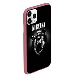 Чехол iPhone 11 Pro матовый Nirvana рок-группа, цвет: 3D-малиновый — фото 2