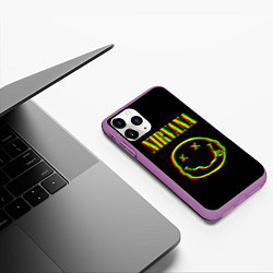 Чехол iPhone 11 Pro матовый Nirvana глитч, цвет: 3D-фиолетовый — фото 2