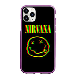 Чехол iPhone 11 Pro матовый Nirvana глитч, цвет: 3D-фиолетовый