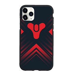 Чехол iPhone 11 Pro матовый Красный Символ Destiny на темном фоне со стрелками, цвет: 3D-черный