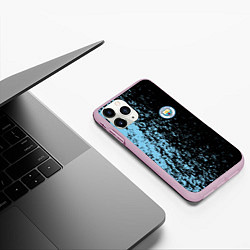 Чехол iPhone 11 Pro матовый Manchester city манчестер сити голубые брызги, цвет: 3D-розовый — фото 2