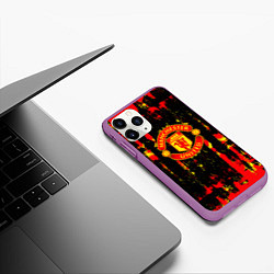 Чехол iPhone 11 Pro матовый Manchester united краска, цвет: 3D-фиолетовый — фото 2