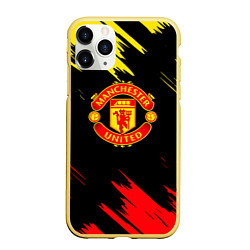 Чехол iPhone 11 Pro матовый Manchester united Texture, цвет: 3D-желтый