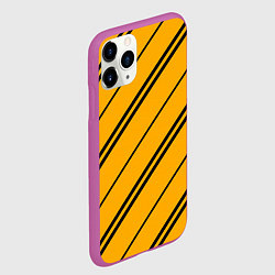 Чехол iPhone 11 Pro матовый Полосы желтые черные, цвет: 3D-фиолетовый — фото 2