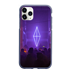 Чехол iPhone 11 Pro матовый Неоновое помещение с людьми - Фиолетовый, цвет: 3D-серый